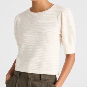 Madewell Merino Wool-Silk Blend Puff-Sleeve Sweater Tee, EUC, Size S